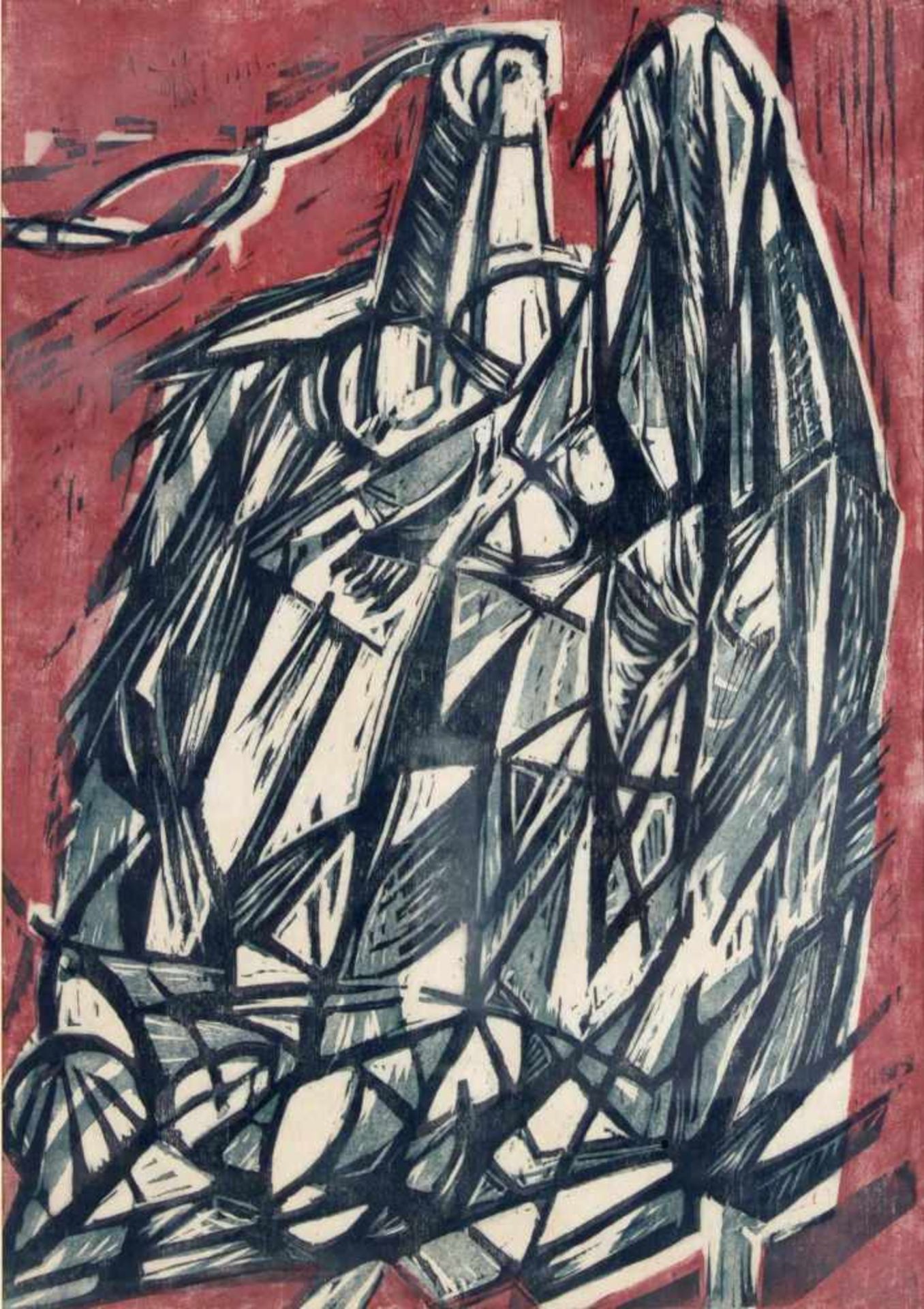 Erwin Steitz (* Wattweiler 1927)Ohne Titel, Farbholzschnitt, 61 x 43 cm (Passepartoutausschnitt),