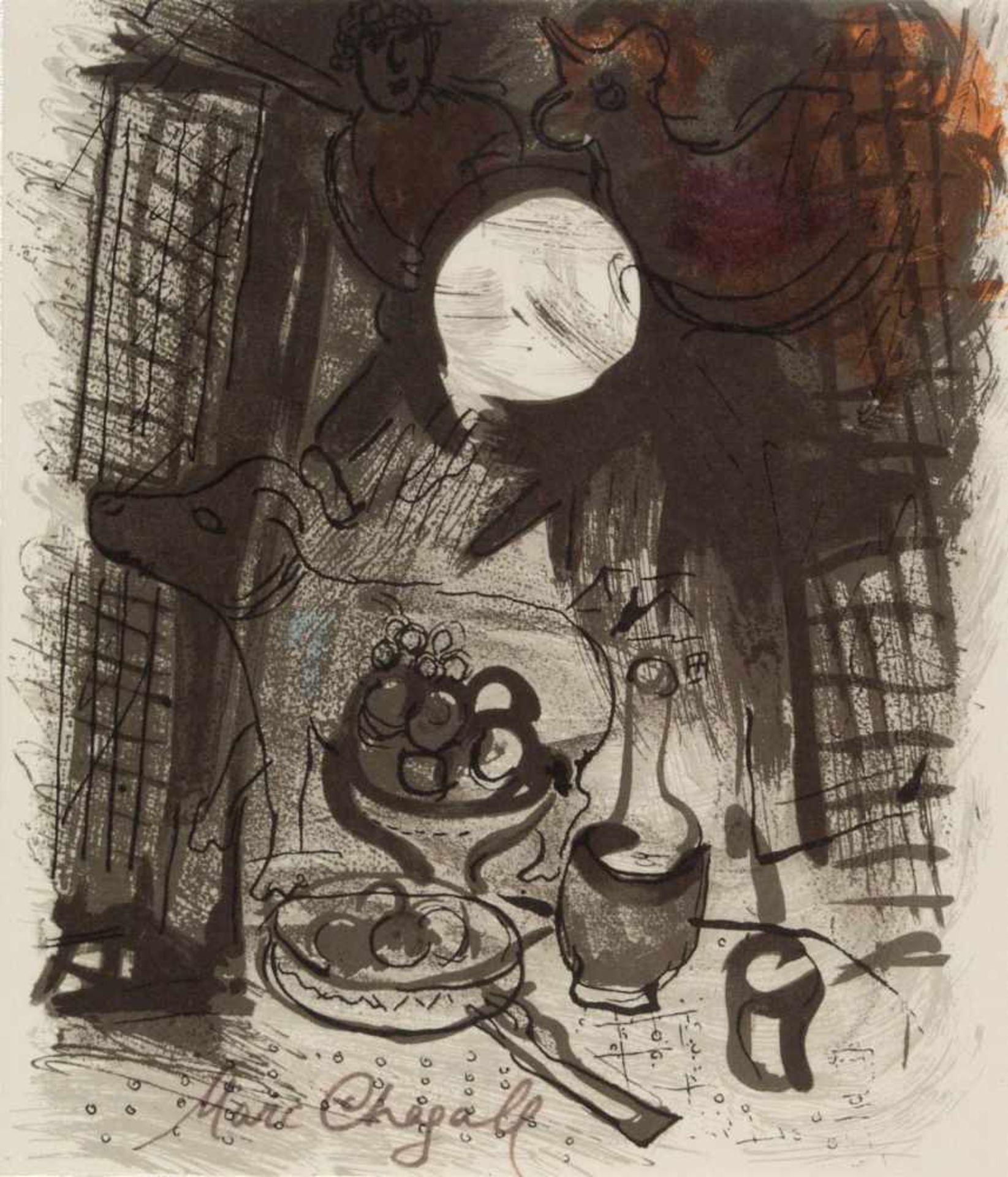 Marc Chagall (1887-1985)"Stillleben in Braun 1957", orig. Farblithographie, Mourlot 205, 23 x 19,5