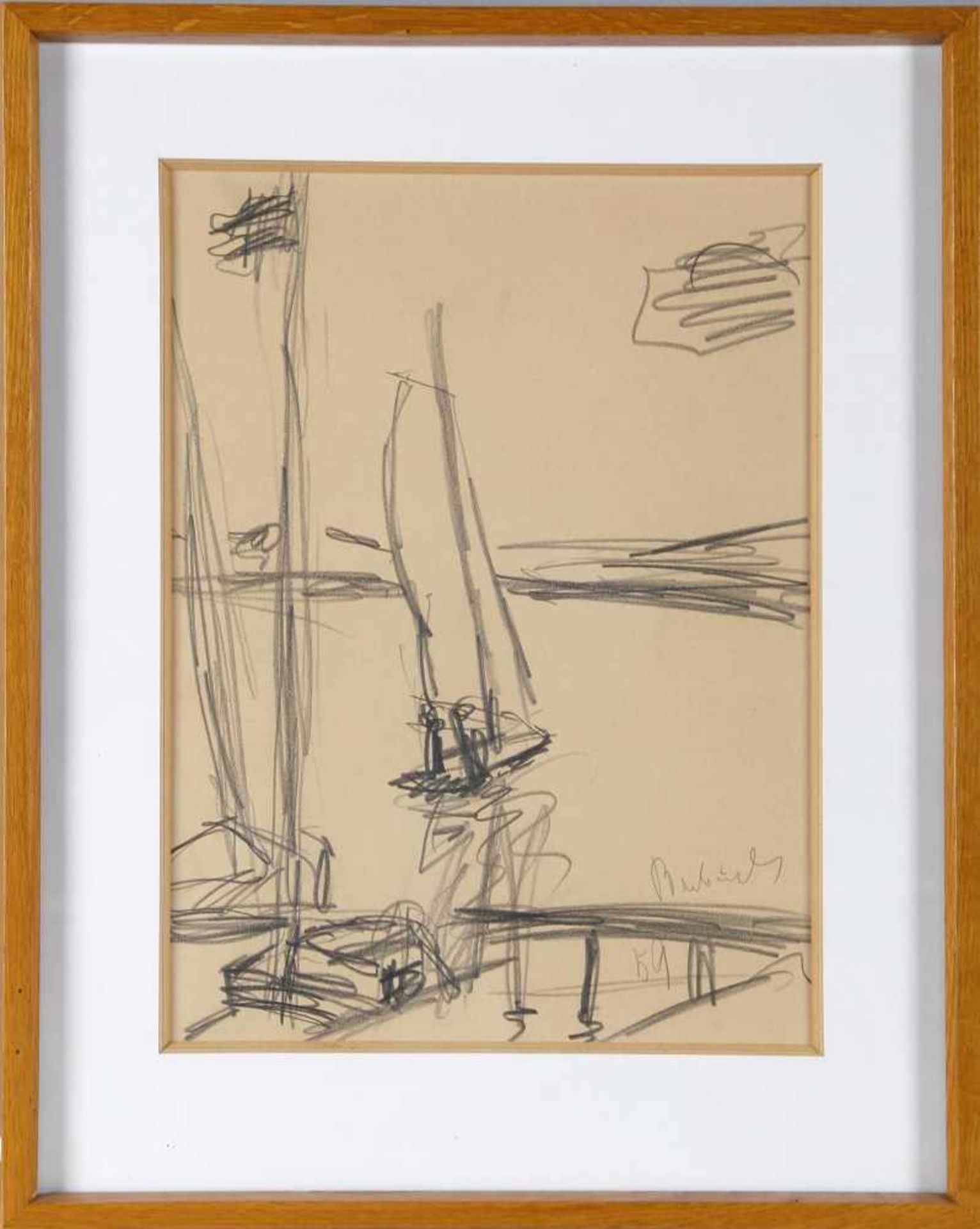Fritz Berberich (Schnappach 1909-1990 Schnappach)Segelboote, Zeichnung, 1959, Bleistift auf