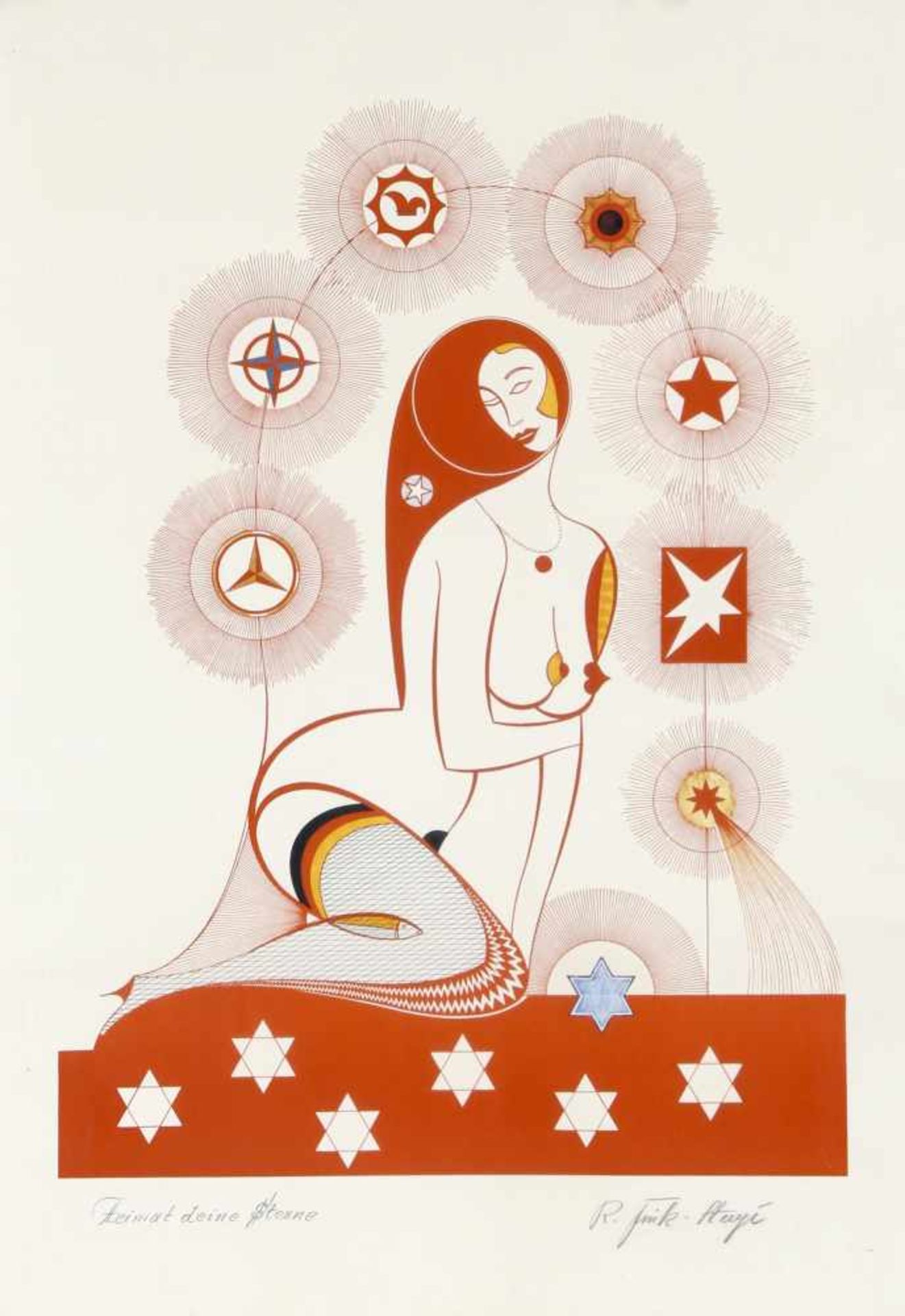 Vermutlich R. Fink - Stugé"Heimat deine Sterne", 20. Jh., Farblithographie, ca. 67 x 49 cm (