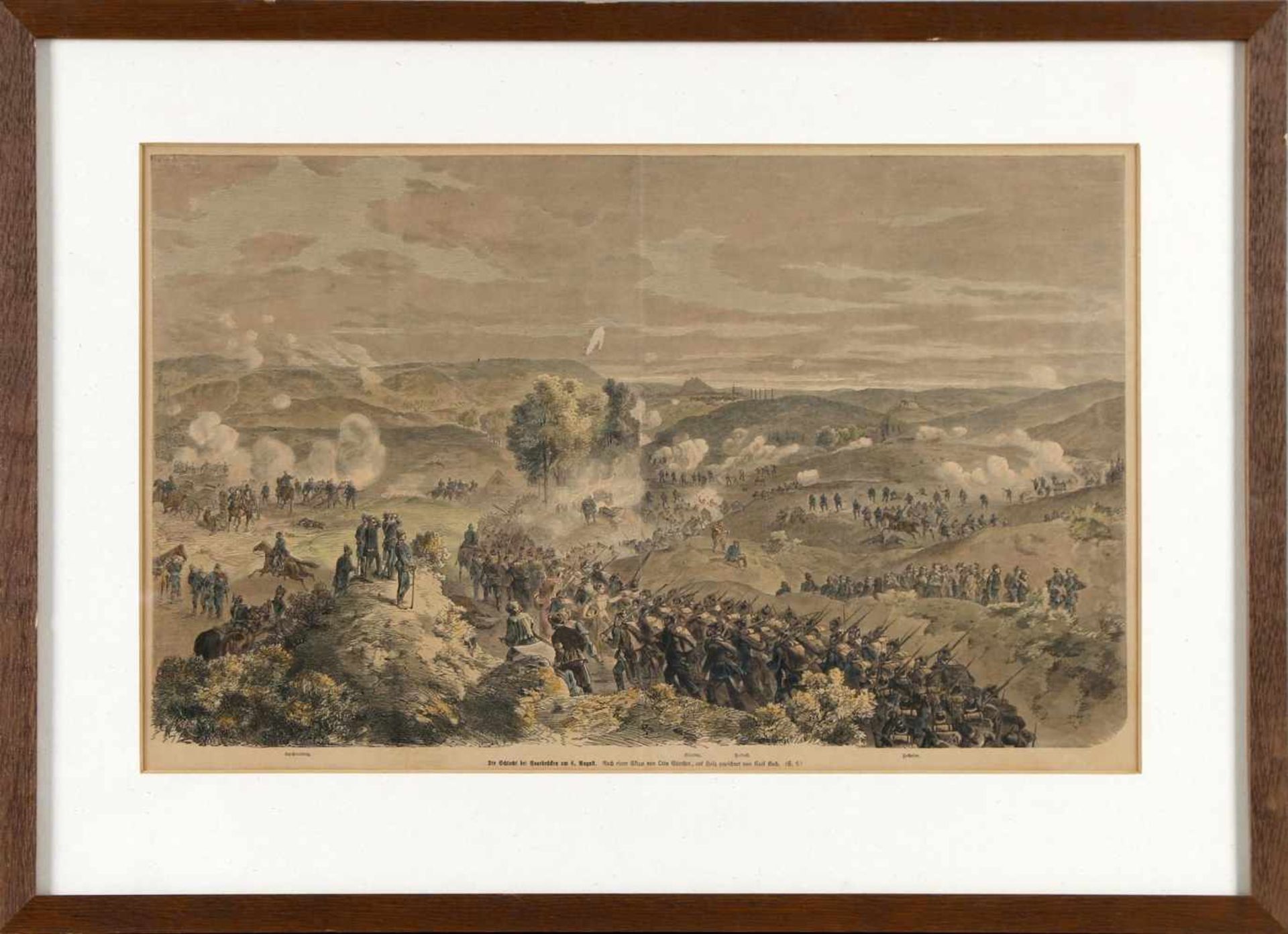 Die Schlacht bei Saarbrücken am 6. August 1870kolorierter Holzstich, nach einer Skizze von Otto