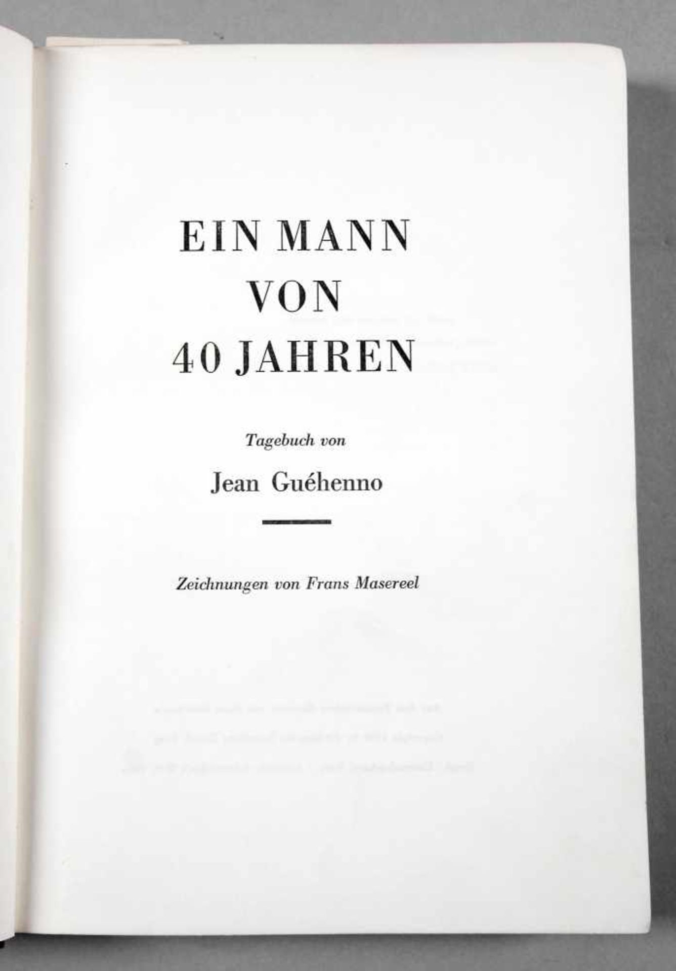 Jean Guéhenno: "Ein Mann von 40 Jahren"Büchergilde Gutenberg, Zürich/Prag, 1936, Leinen-Einband (