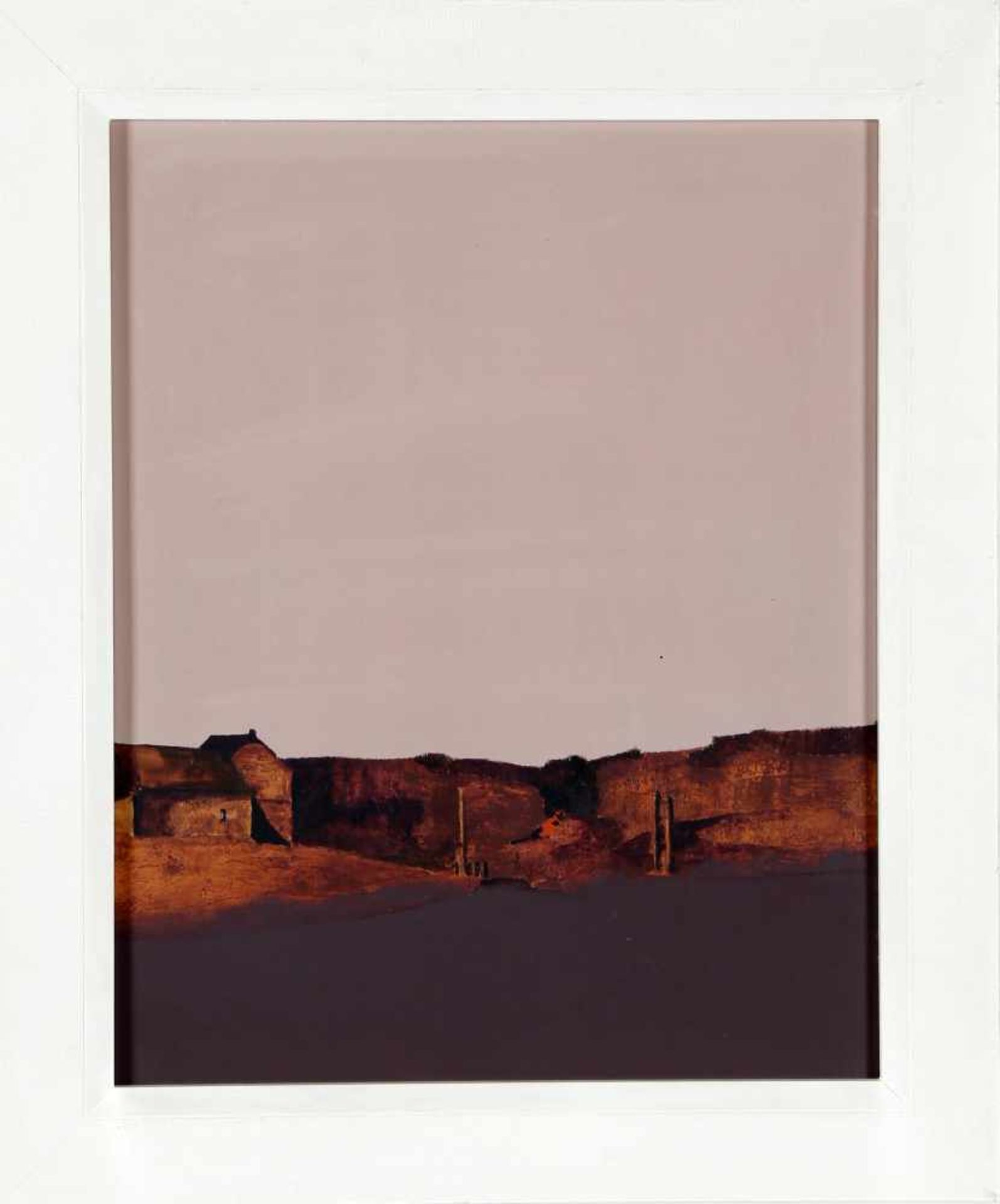 Albert Haberer (* St. Ingbert 1933)Häuserkulisse, 1976, Tempera auf Platte, 61 x 49,5 cm, unten