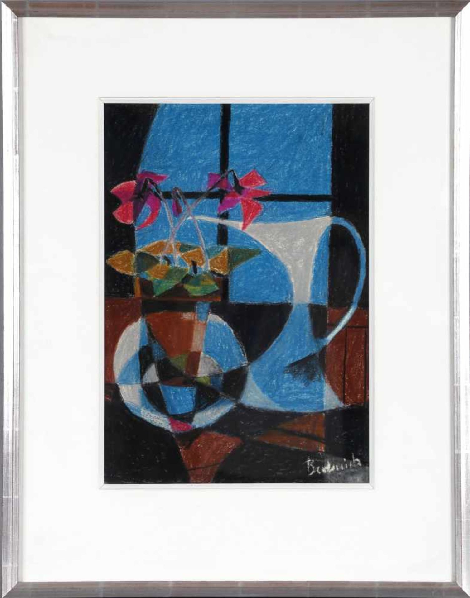 Fritz Berberich (Schnappach 1909-1990 Schnappach)Blumenvase und Kanne, um 1970-80, Pastellkreide auf