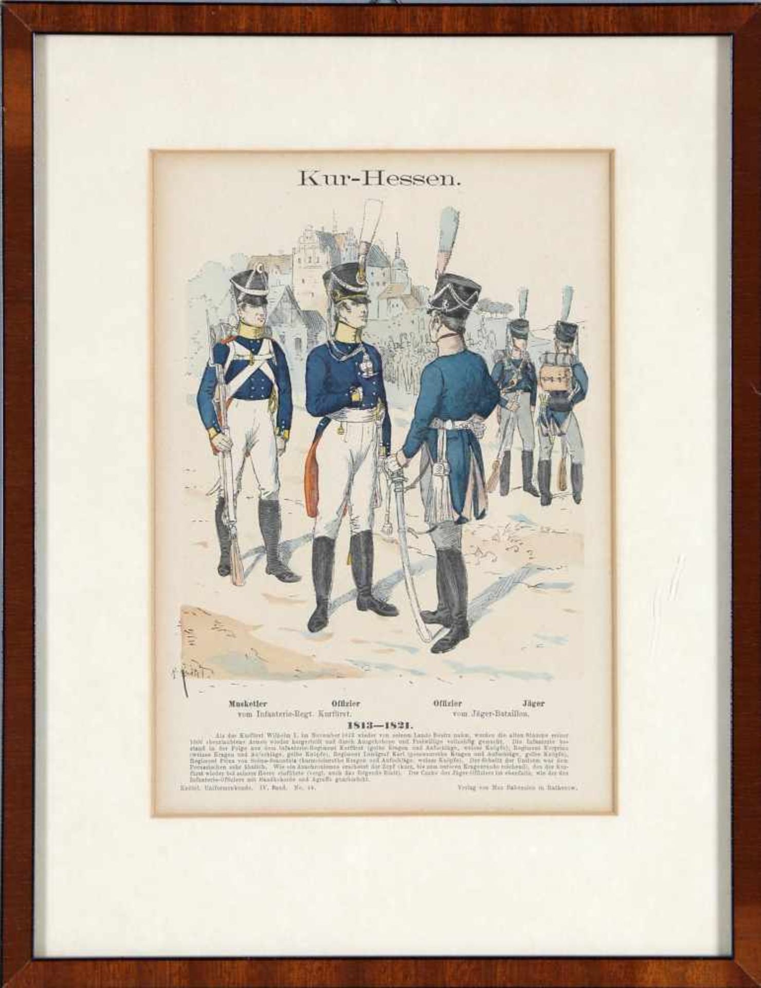 Uniformen, Kur-Hessen, Musketier und Offizier vom Infanterie-Regt.Kurfürst und Offizier und Jäger