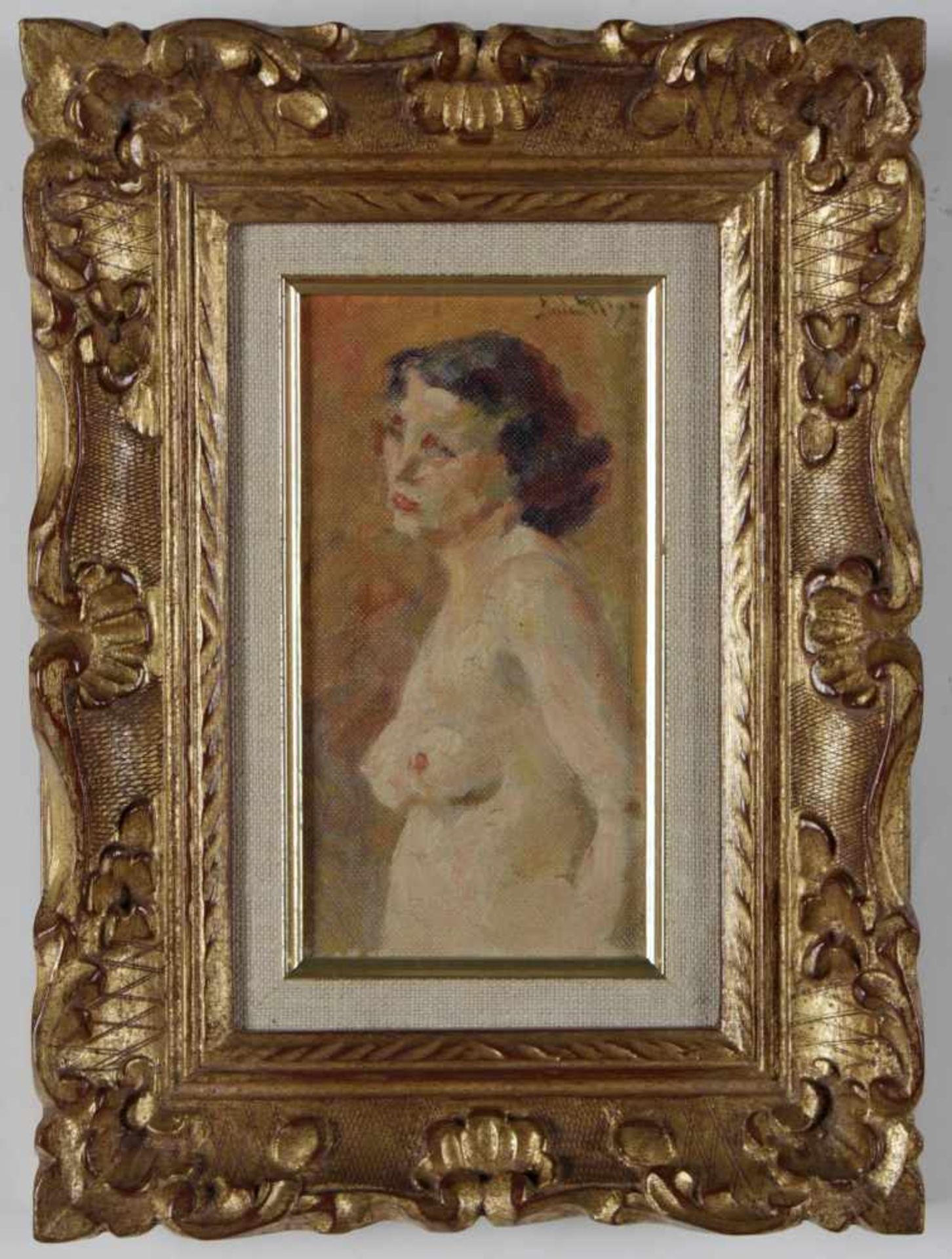 Lucien Mignon (1865-1944)Junge nackte Frau, Öl/Lwd., auf Karton, 17,5 x 10 cm, rechts oben signiert,