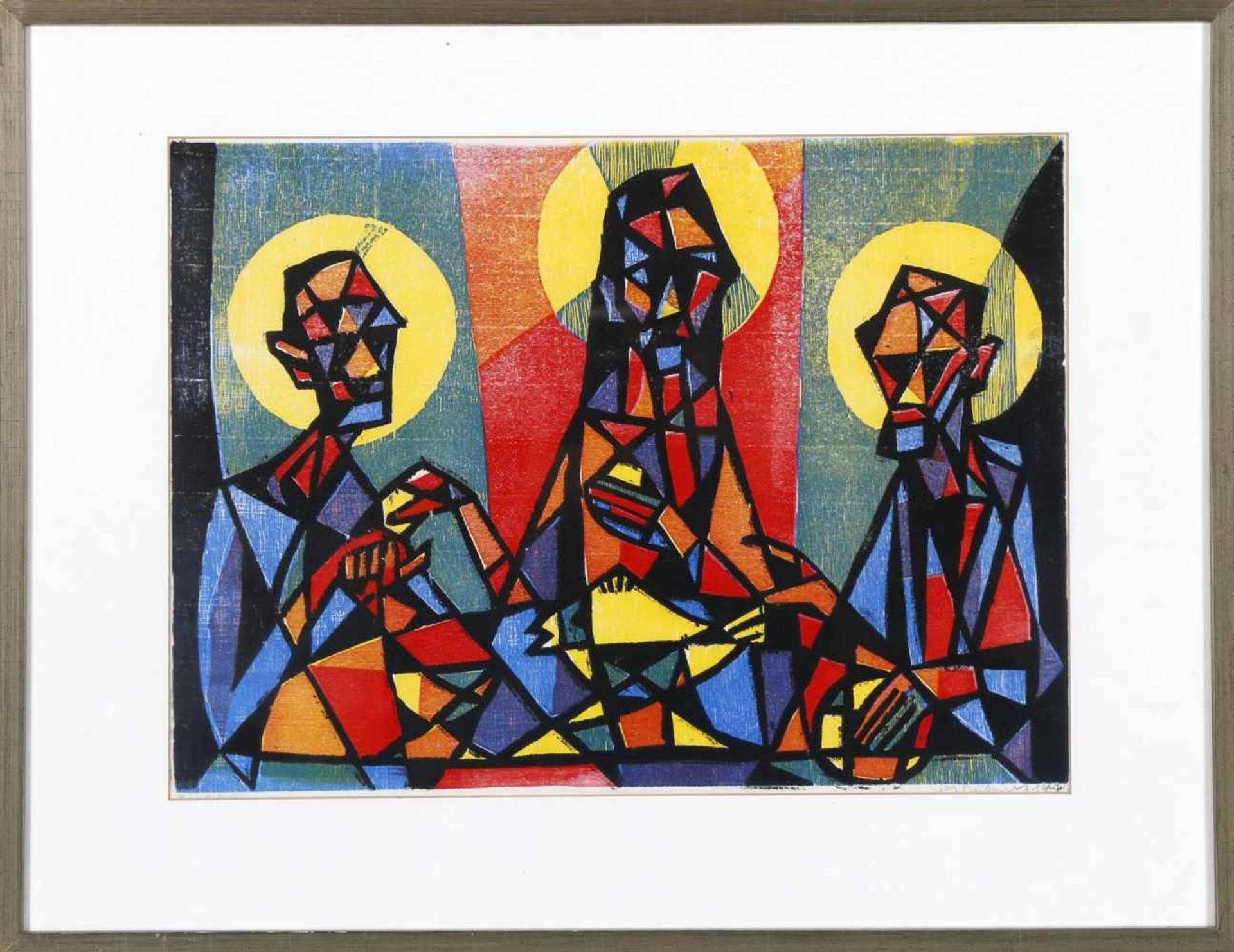 Fritz Berberich (Schnappach 1909-1990 Schnappach)Die Erscheinung im Emmaus/Palästina, Holzschnitt