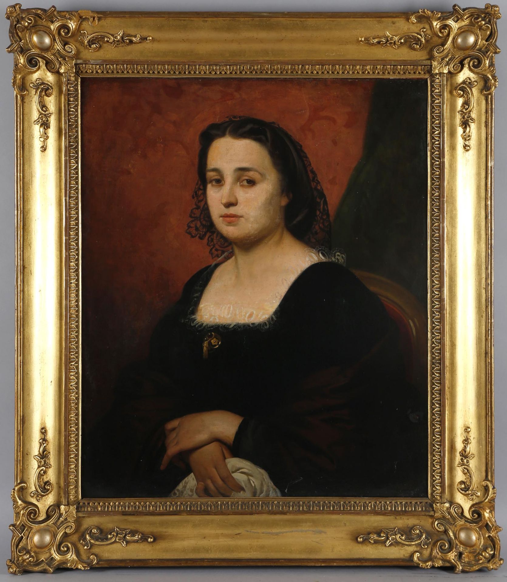 Alfonso Chierici (Rom 1816-1873)Porträt einer Römerin, Öl auf Lwd., 75 x 62 cm, verso auf Lwd. in
