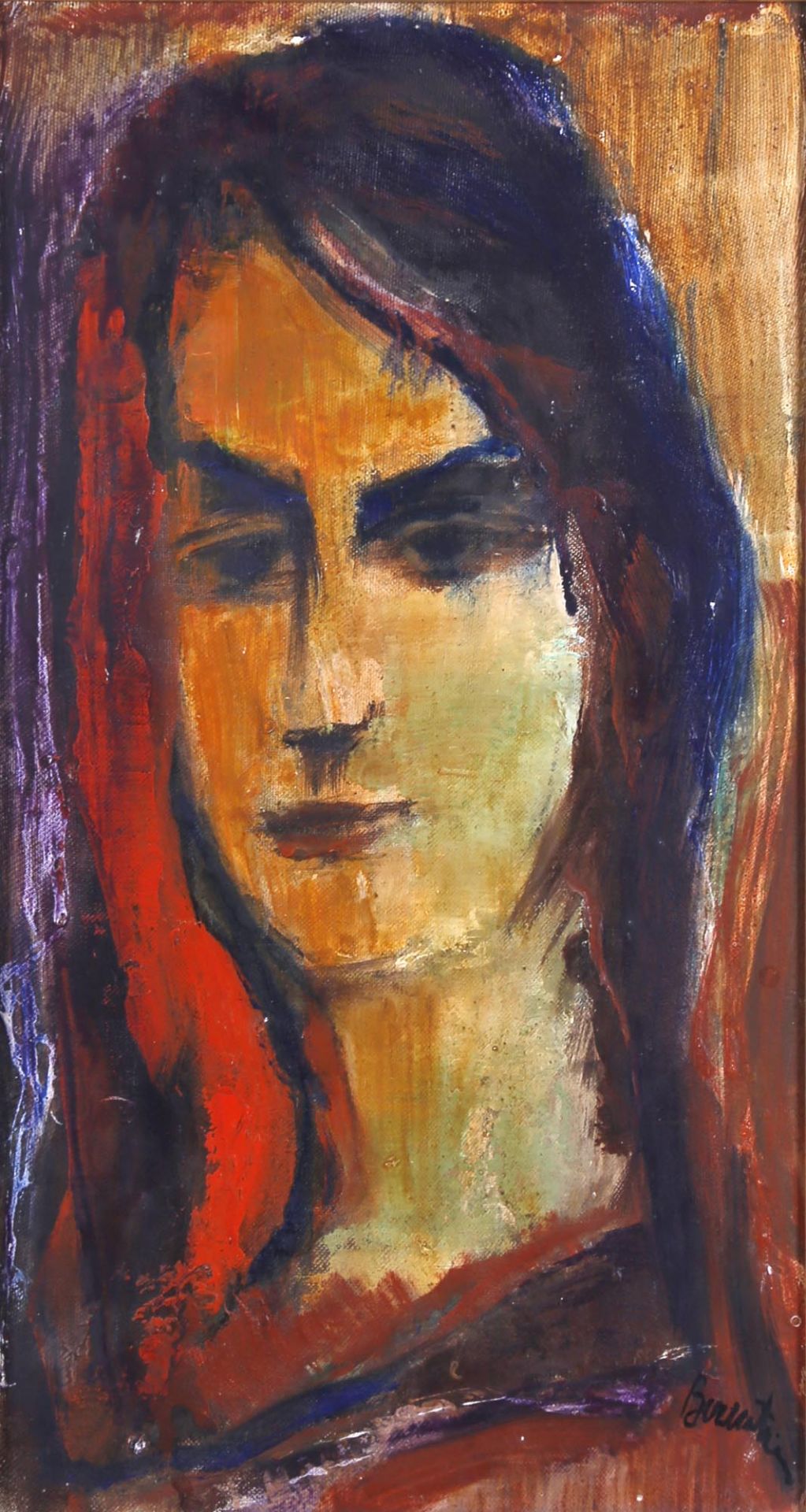 Walter Bernstein (Schiffweiler 1901-1981 Neunkirchen)Mädchenkopf, Öl auf Platte, 55 x 30 cm, unten