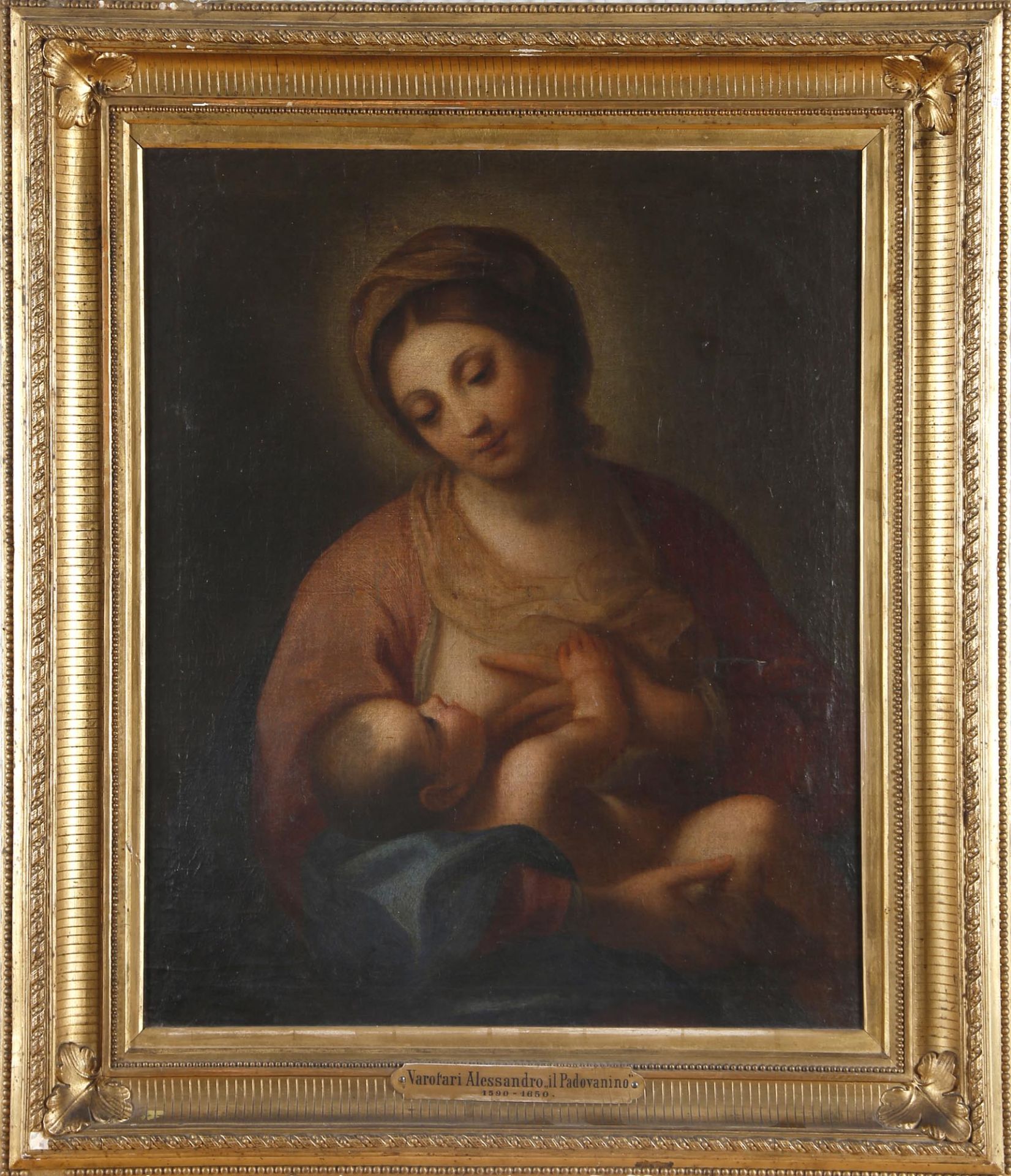 Norditalienischer Meister, 1. Hälfte 17. Jh.Maria Lactans, Öl auf Lwd., doubliert, 76 x 64 cm, im