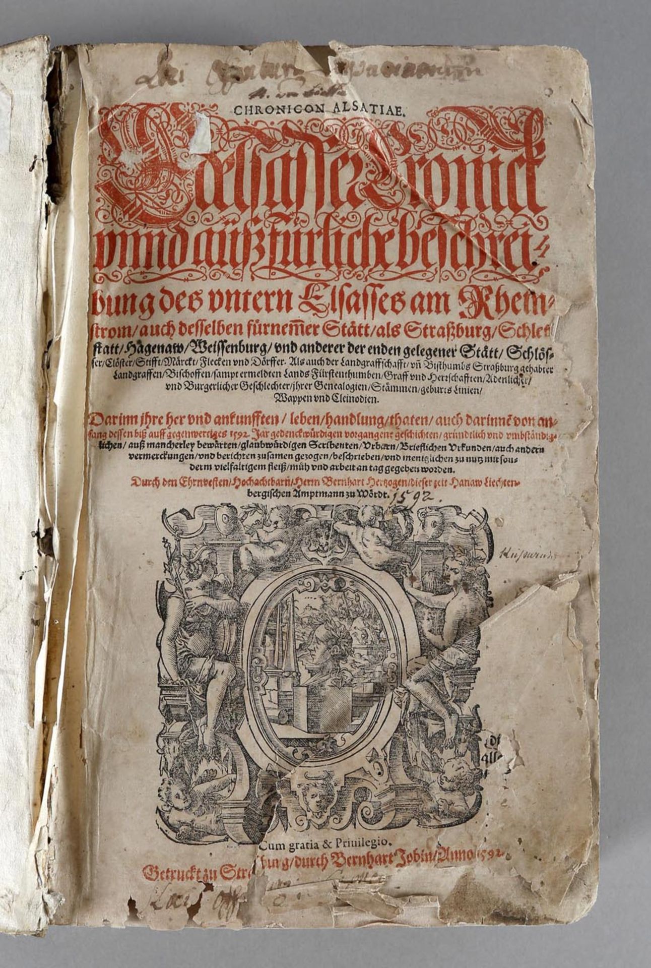 Bernhard Hertzog: "Chronicon Alsatiae - Edelsassr Chronick", Bernhart Lobin, Straßburg, 1592Bernhart