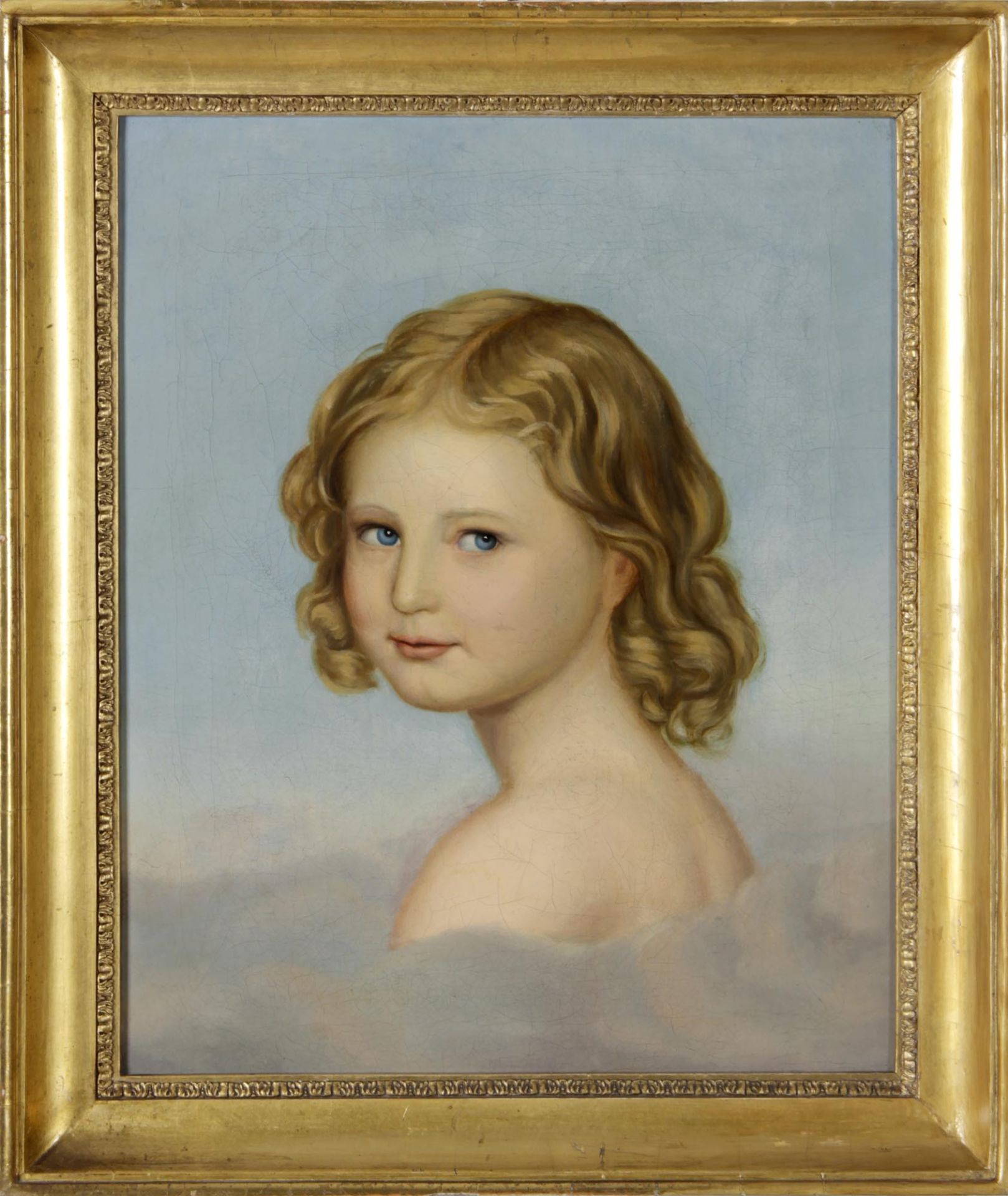 Porträt eines Mädchens vor Wolkenhintergrund, um 1900wohl Mild. von Böcklin, Öl auf Lwd., ca. 40 x
