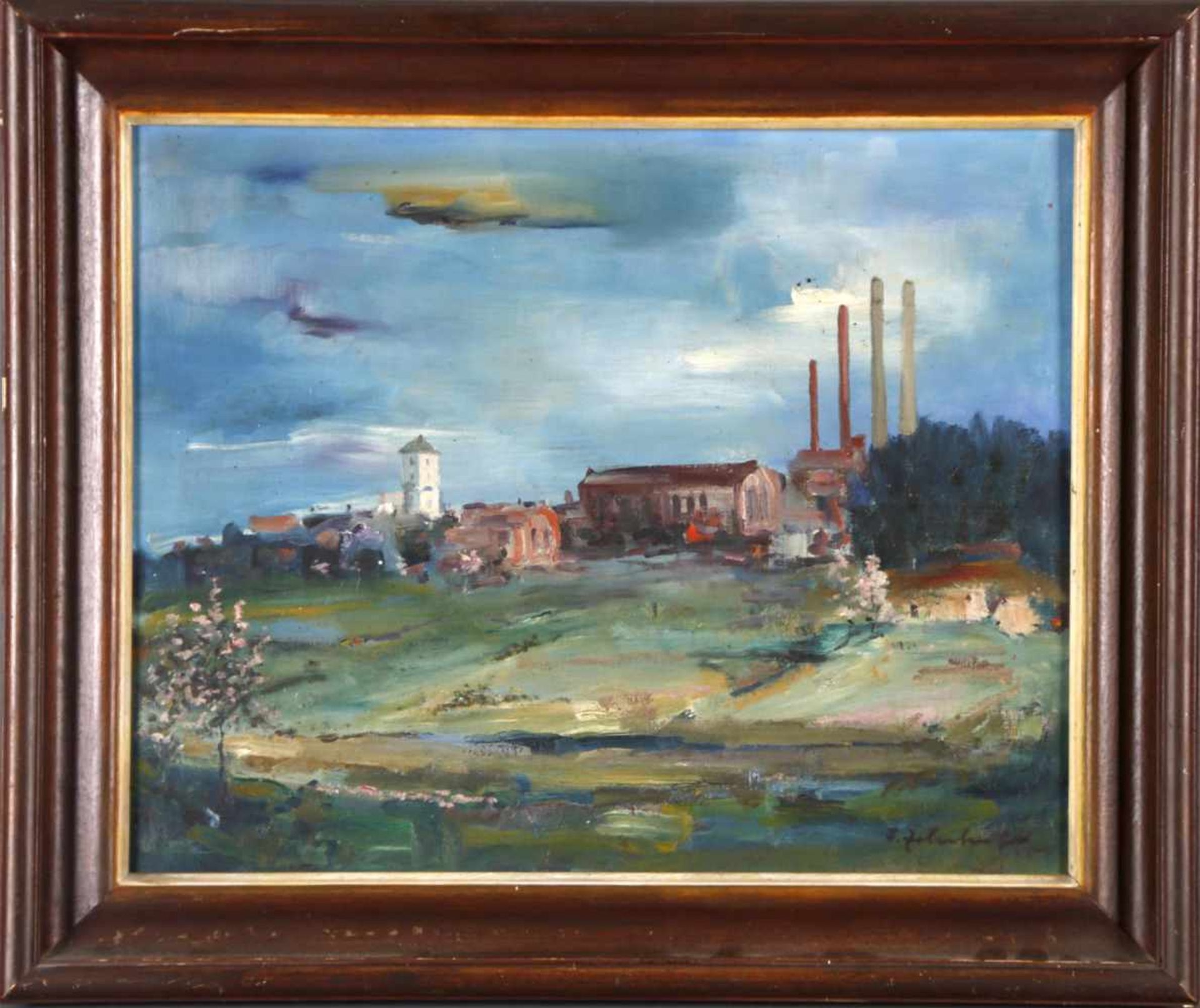 Fritz Zolnhofer (Wolfstein 1896-1965 Saarbrücken)Saarländische Industrielandschaft, Öl auf Lwd.,