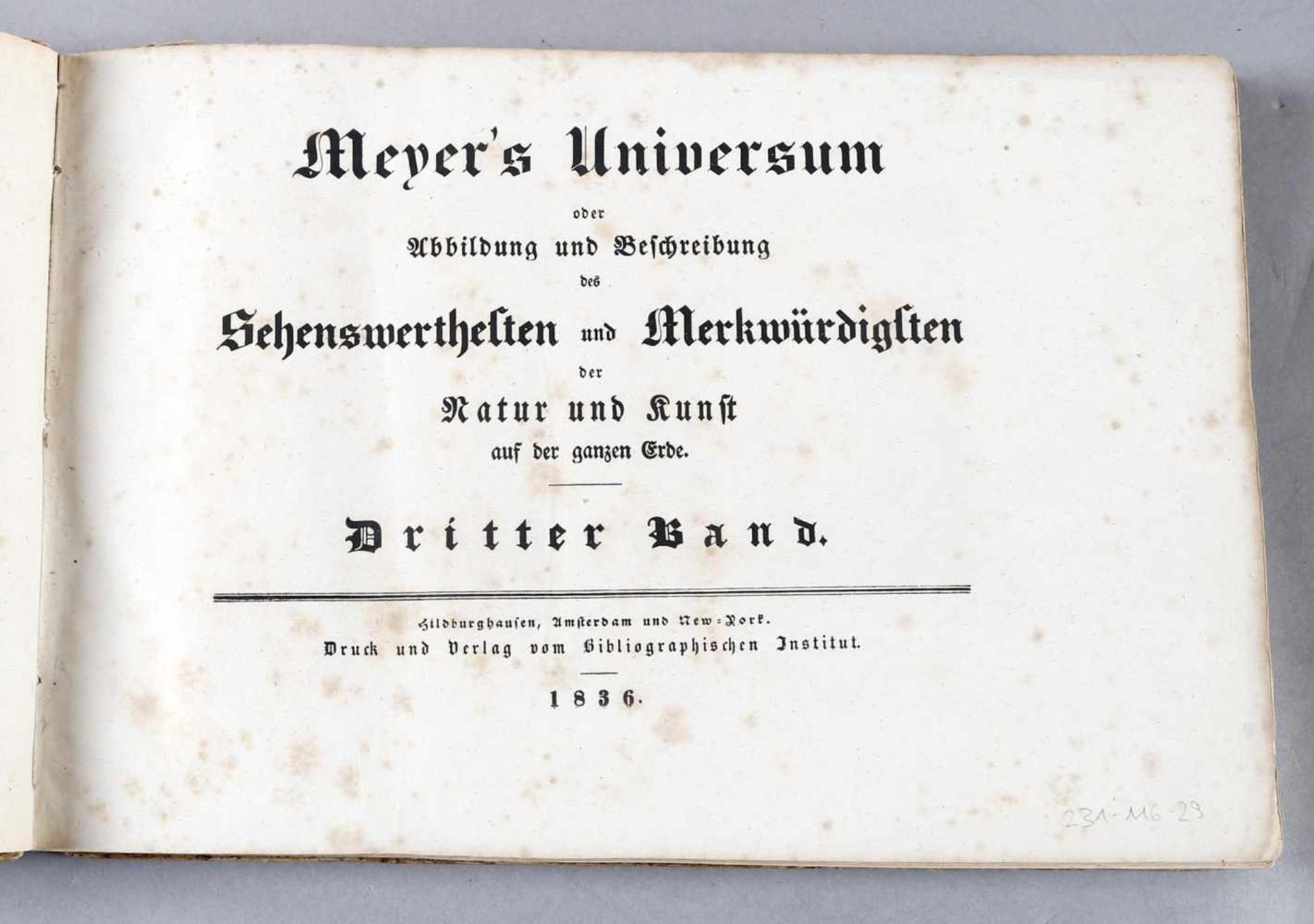 Meyer´s Universum, dritter Band, 1836"Abbildung und Beschreibung der Sehenswerthesten und