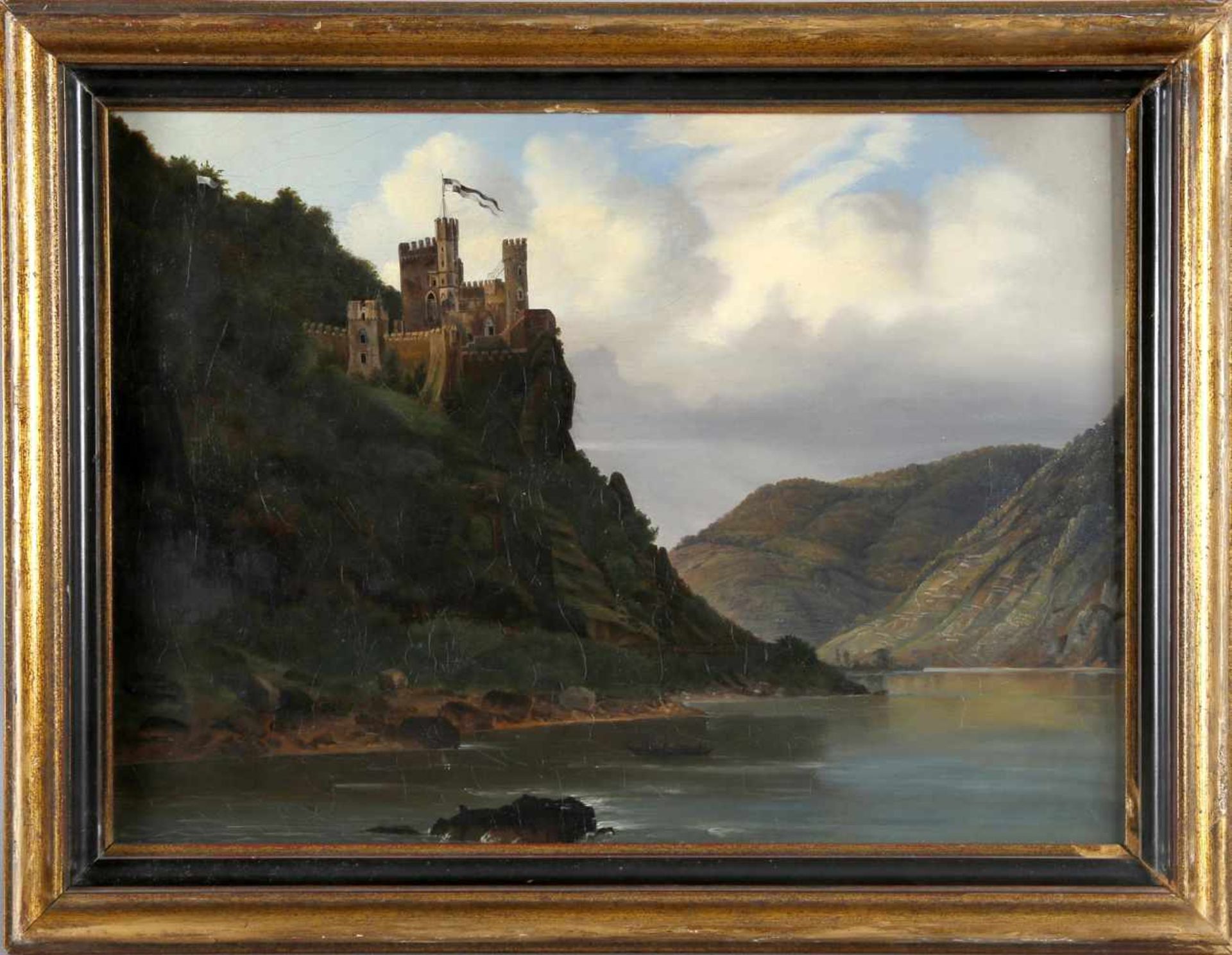 Rheinromantiker, 2. H. 19. Jh.Burg Rheinstein, Öl auf Lwd, 42 x 56 cm, im neuzeitlichen gut