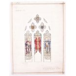 James Powell & Sons, Whitefriars original stained glass window design for the Hedsor Chapel, pen and