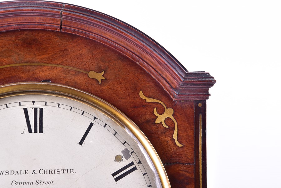 A Regency mahogany and brass inlaid bracket clock with arched top, eight day movement striking on - Image 5 of 11