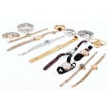 Four 9ct yellow gold watches by Rotary and H Samuel and two others together with a collection of