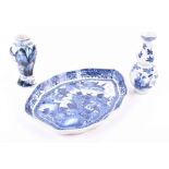 A collection of three Chinese 18th century blue and white porcelain items to include two Kangxi