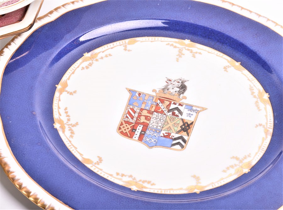 A collection of Chinese export armorial porcelain to include a pair of rectangular eight-side - Image 2 of 17