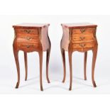 A pair of 20th century Italian ormolu mounted side tables with floral marquetry and parquetry