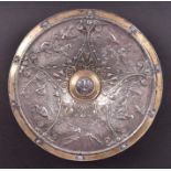 An Elkington silver plated tazza  with a central medallion decorated with a dragonfly, encircled