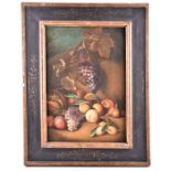 Early 20th century English school still life of fruit, oil on canvas, 49 cm x 33 cm in an ebonised