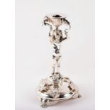 A single Victorian cast silver candlestick London 1880, the mark of Richard Hodd and Son, in the