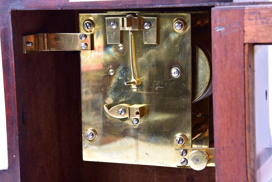 A Victorian mantel timepiece in a rosewood case with relief moulded vine and grape decoration, the - Image 6 of 6