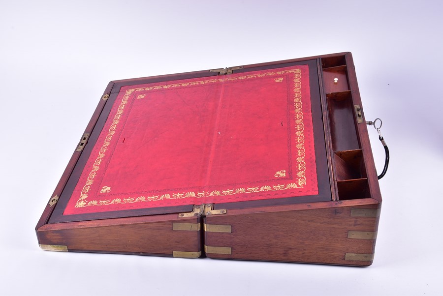 A large Victorian mahogany and brass bound writing slope 50 cm x 25 cm x 17 cm, together with a n - Image 6 of 9