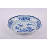 A late 18th / early 19th century Chinese blue and white dish of octagonal form, decorated with