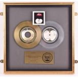 The Beatles: Can't Buy Me Love 7" Gold & Platinum discs presented to 'The Beatles to commemorate the