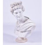 A large and impressive Carrara marble bust of Apollo 20th century, after the Antique original,