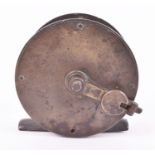 A 19th century brass winding handle winch fishing reel by Jones, 111 Jermyn Street, London,