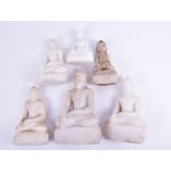 A collection of 19th century Burmese alabaster figures each depicting Buddha carved in a