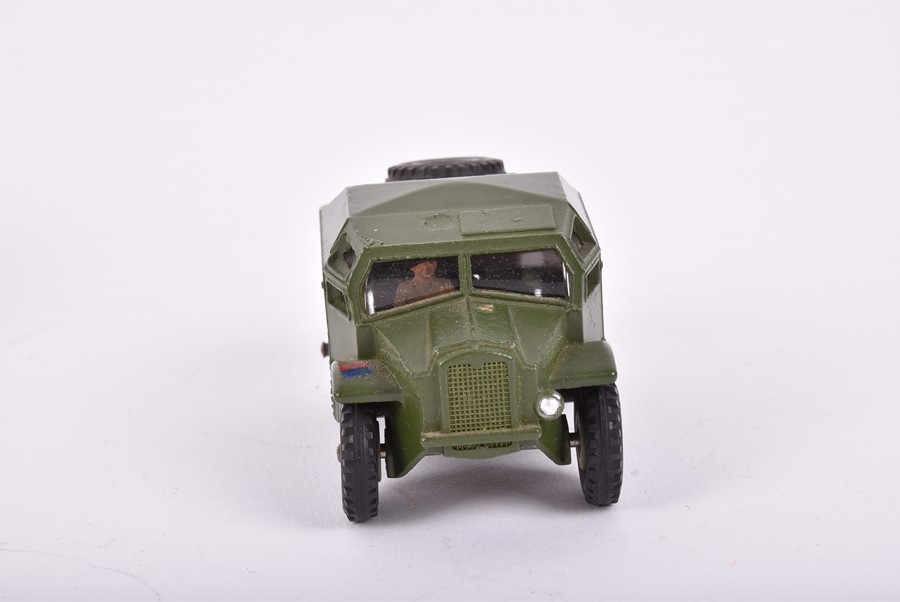 Three Dinky Toys boxed military vehicles comprising a 674 Austin Champ, a 673 Scout Car and a 688 - Image 11 of 14