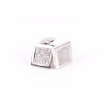 A pair of 18ct white gold and diamond cufflinks of squared form, each set with twenty-five round