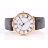 An 18ct yellow gold Baume and Mercier gentleman's wristwatch quartz, with white enamel Roman numeral