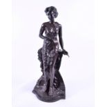 A large reproduction patinated bronze sculpture after the Italian artist Rossi, modelled as a maiden
