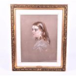 19th century English School a pastel portrait on paper of a girl, 'Edith M. Byng', indistinctly
