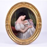 19th century Continental school a large and impressive oval study of mother and child, reverse