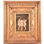 Late 18th or early 19th century Continental school the Three Graces, oil on tin, unsigned, 20 cm x