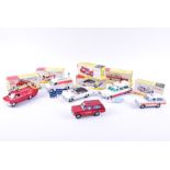 Six boxed Dinky Toys Emergency Vehicles comprising: 287 Police Accident Unit, 251 USA Police Car,