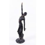 A large Art Deco reproduction bronze model of a dancer 'Footsteps' after Demetre Chiparus, the