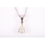 A champagne diamond pendant set with a mixed pear-cut diamond of approximately 0.50 carats, set in