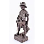 After Auguste Moreau (1855-1919) French a patinated bronze model of a young hunter with game and
