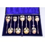 A cased set of nine matched Victorian silver apostle spoons London 1867, by Chawner & Co. (George