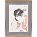 A 20th century Japanese coloured woodblock print after the original by Kitagawa Utamaro (1753-1806),