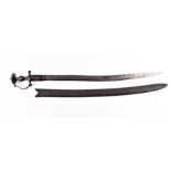 An 18th century Indian talwar the 75 cm single-edge steel blade with steel hilt, bellied grip, short