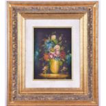 A 20th century Continental school a still life study of flowers in a vase, oil on canvas,